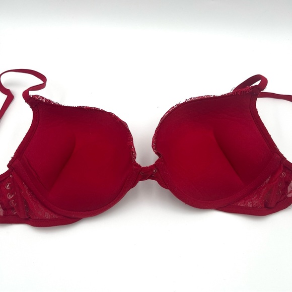 Victoria's Secret Bombshell Push Up Bra Size 36B Red Lace Up Add 2 Cups - Picture 4 of 5